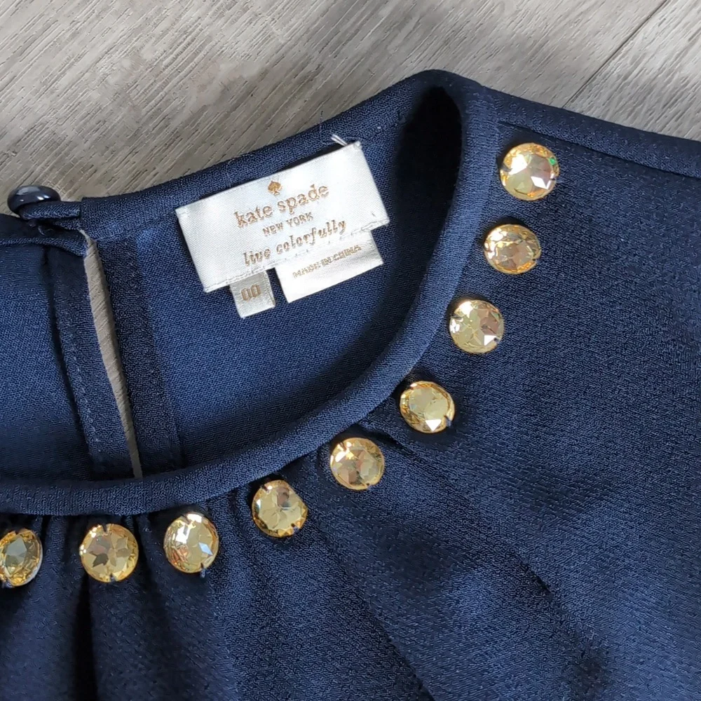 Kate spade Navy Top with Gold Accents and Floral Skirt - Picture 4 of 5
